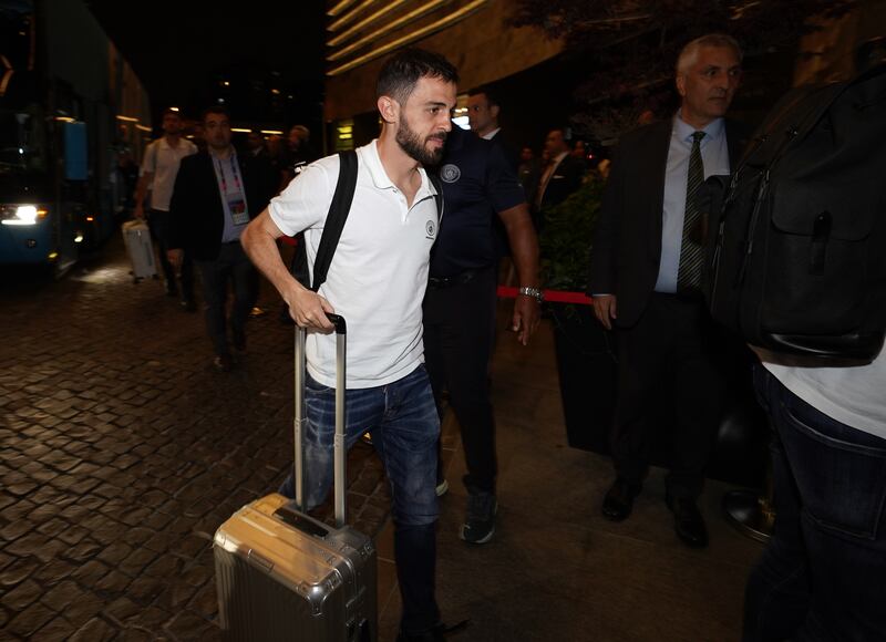 Manchester City's Bernardo Silva arrives at the team hotel. PA