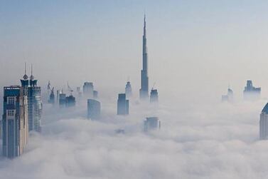 Sheikh Hamdan's image of Dubai from above the clouds. Courtesy Instagram