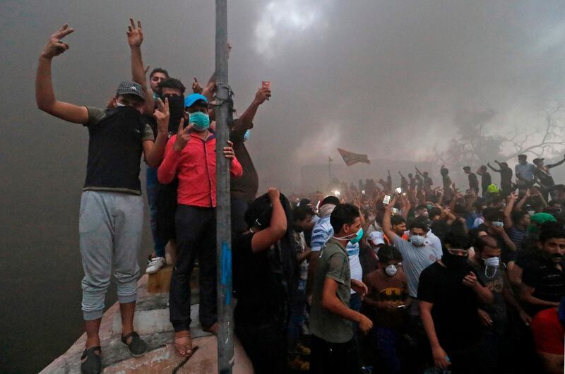 Protesters in Basra attacked offices of political parties and the state-run TV channel. AFP