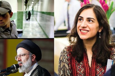 From top left clockwise: Iran's Evin prison, British Council worker Aras Amiri and Iran's chief justice Ibrahim Raisi