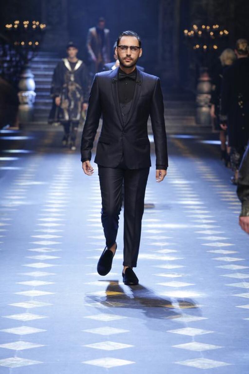 Dubai-based fashion personality Ahmad Daabas was one of the models at yesterday's Dolce & Gabbana show in Milan. Courtesy of Ahmad Daabas 