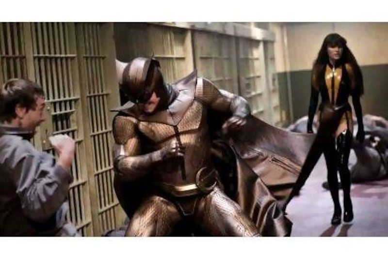 Patrick Wilson as Nite Owl II and Malin Akerman as Silk Spectre II in the big-screen adaptation of the original Watchmen book. Courtesy Warner Bros Pictures / Paramount Pictures