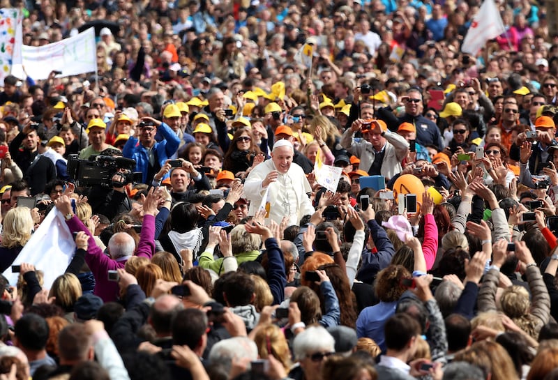 Pope Francis during his weekly audience in St Peter's Square, the Vatican, in March 2014. Getty Images
