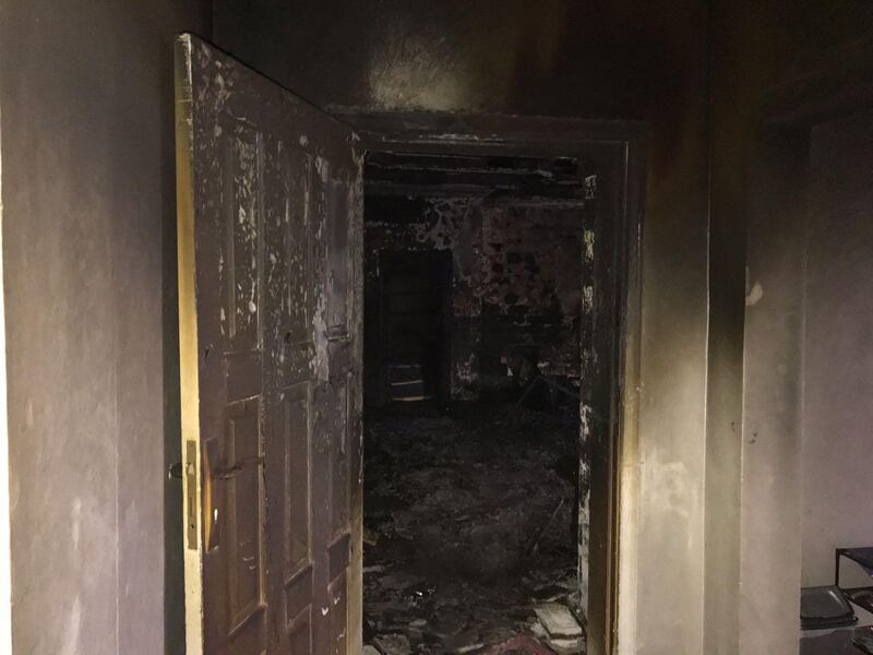 The charred inside of the villa that was engulfed in flames in Baniyas on Tuesday, October 2. Courtesy Abu Dhabi Police