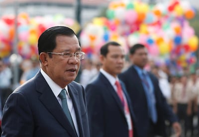Cambodian Prime Minister Hun Sen attends a celebrations marking the 66th anniversary of the country's independence from France, in central Phnom Penh two years ago. Reuters