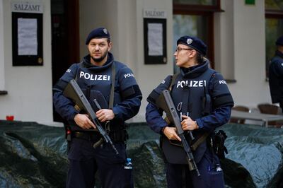 epa08795814 Austrian police guard the crime scene after multiple shootings in the first district of Vienna, Austria, 03 November 2020. According to recent reports, at least four persons are reported to have died and many are seriously injured in what officials treat as a terror attack which took place in the evening of 02 November.  EPA/FLORIAN WIESER