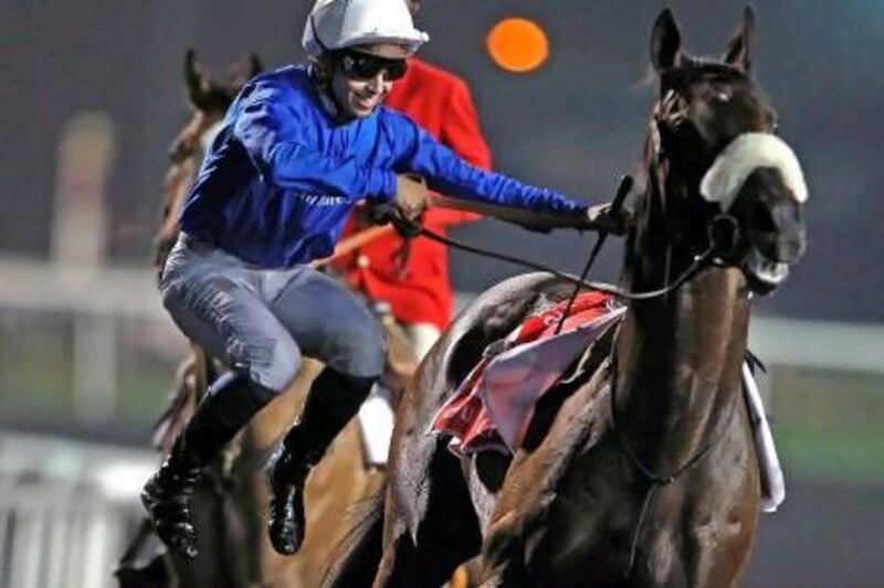 Mikael Barzalona, left, rode Monterosso to a surprise victory on Dubai World Cup night.