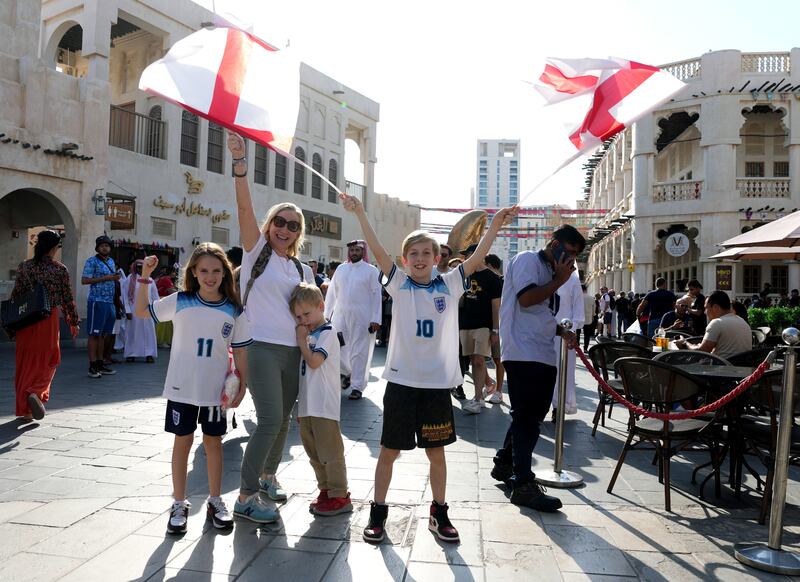 England fans in the Souq area of Doha. PA