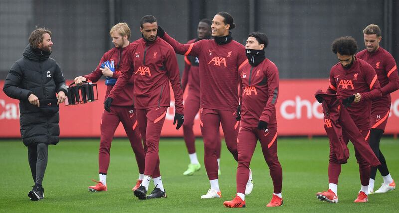 Liverpool players during training. AFP