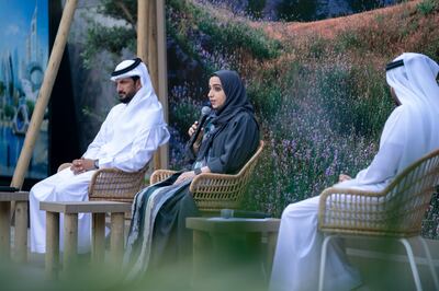 Alia Al Hammadi, deputy chairperson of the UAE Government Media Office, speaks at the launch of the World’s Coolest Winter Photography Competition. Photo: UAE Government Media Office