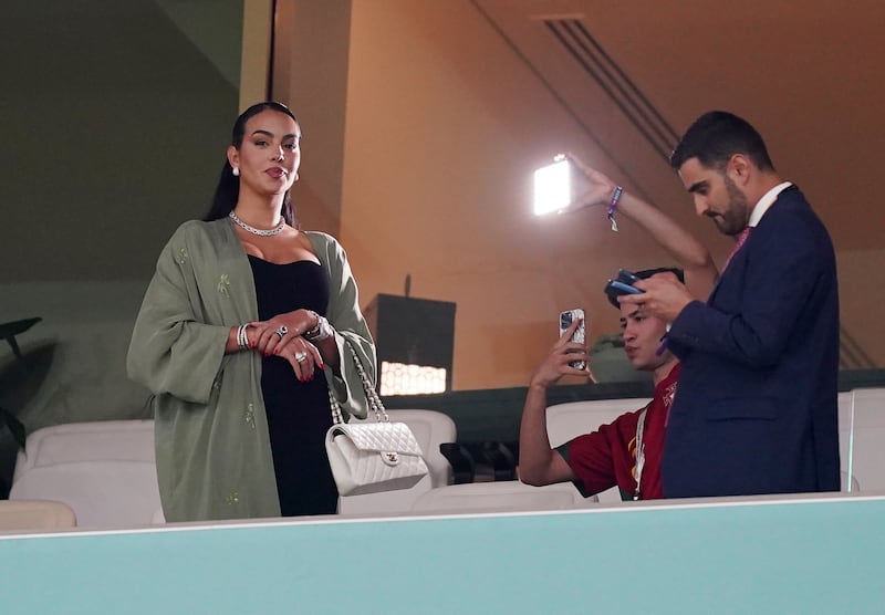 At a 2022 Fifa World Cup Round match at Lusail Stadium in Qatar, Rodriguez wears an abaya by regional brand 1309 Studios. PA 