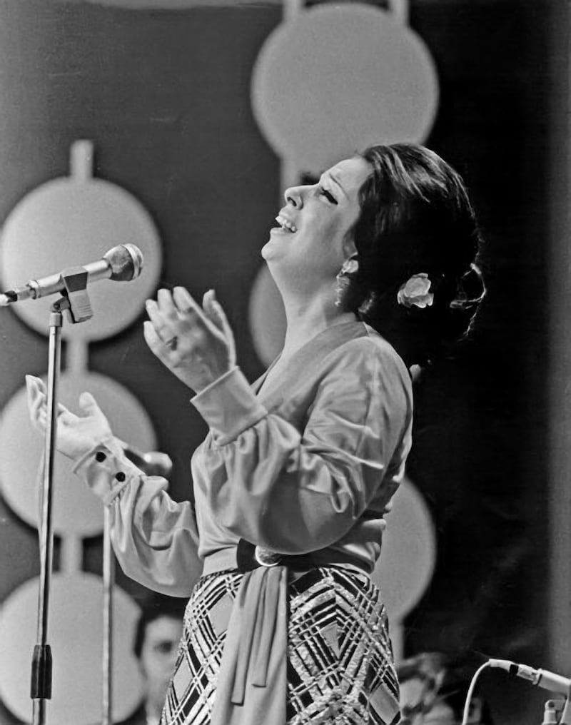 image3149Egyptian singer Najat Al Saghira performs in Abu Dhabi for 1972 National Day celebrations where she sang the UAE national anthem Courtesy Al Ittihad