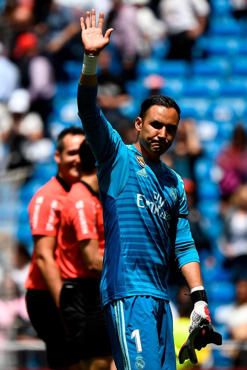 Real Madrid goalkeeper Keylor Navas acknowledges fans at the end of the match. The Costa Rican will leave the club in the summer. AFP