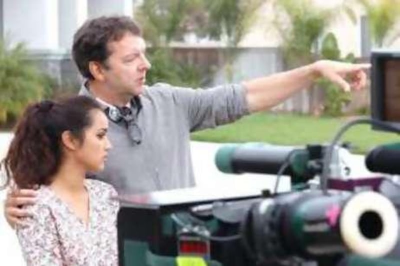Summer Bishil and director Alan Ball on the set of TOWELHEAD, a Warner Independent Pictures release. Dale Robinette © 2007 Twin Flags, L.L.C.