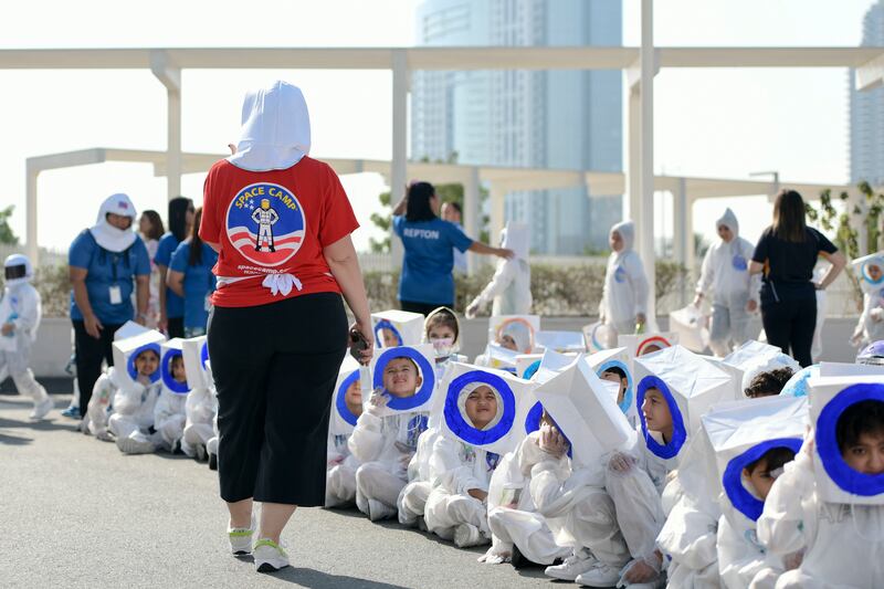 Teachers ensure there are no stray astronauts.