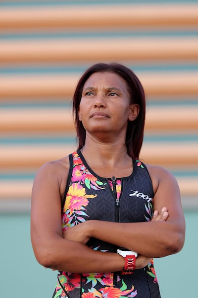 Dubai, United Arab Emirates - July 23, 2019: Sylvia George has been a nurse for 12 years and has qualified for the World Ironman championships in Nice. Tuesday the 23rd of July 2019. Al Ain Golf and equestrian club, Al Ain. Chris Whiteoak / The National