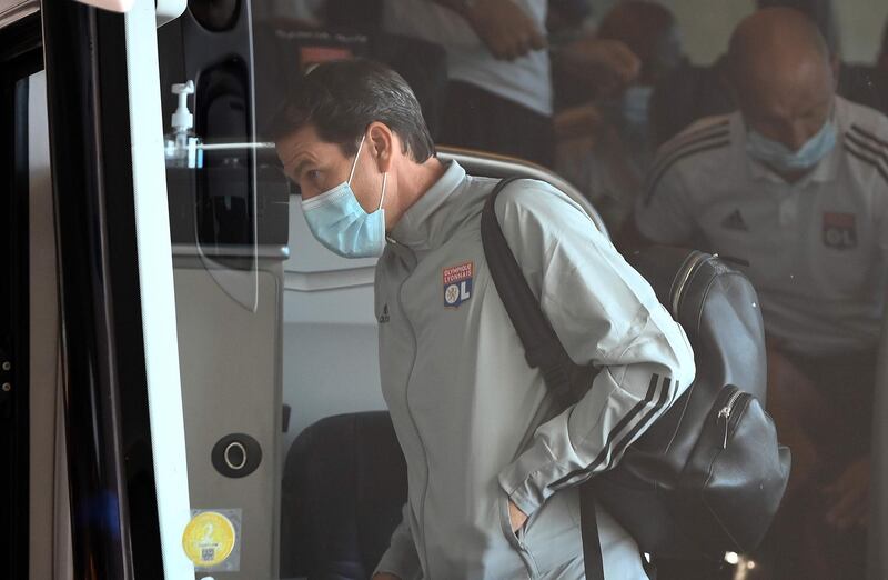 Lyon's French coach Rudi Garcia arrives at the team hotel in Cascais. AFP