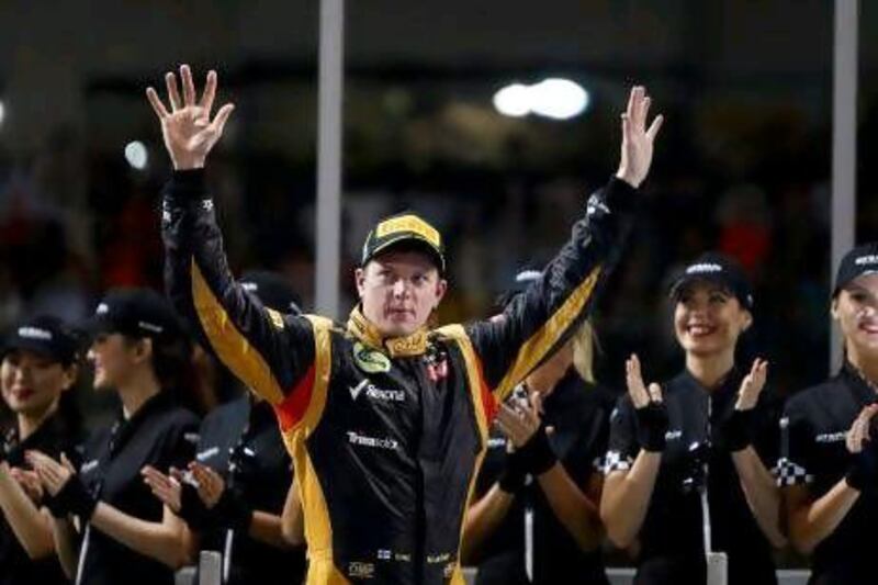 Kimi Raikkonen raised his hands in acknowledgement but there was not much emotions coming out of him.