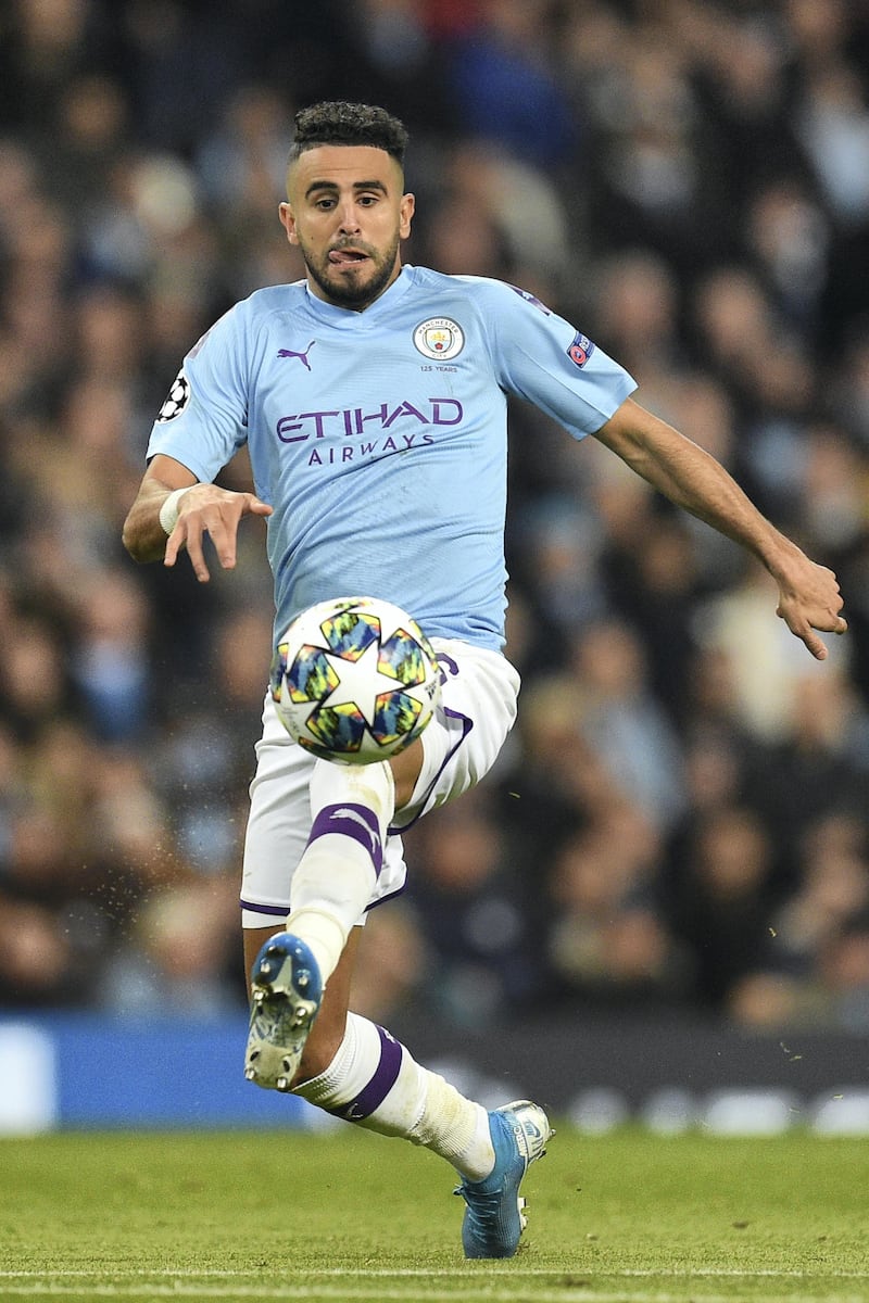 Manchester City's Algerian midfielder Riyad Mahrez controls the ball during the UEFA Champions League Group C football match between Manchester City and Atalanta at the Etihad Stadium in Manchester, northwest England on October 22, 2019. (Photo by Oli SCARFF / AFP)