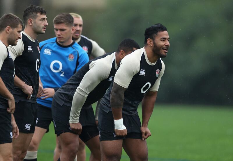 VILAMOURA, PORTUGAL - OCTOBER 26:  Manu Tuilagi looks on during the England training session held at Browns Sport and Leisure Club on October 26, 2018 in Vilamoura, Portugal.  (Photo by David Rogers/Getty Images)