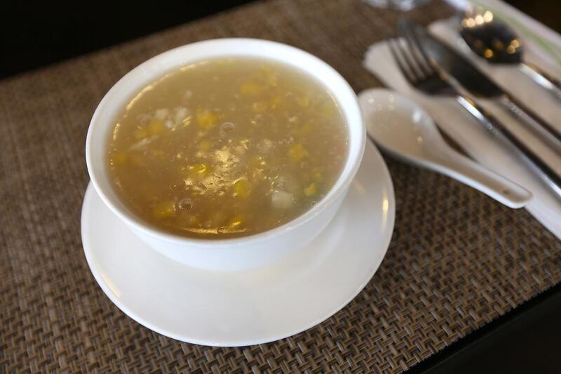 The creamy corn and chicken with egg soup, one of the soups at Wonton House's entree. Pawan Singh / The National