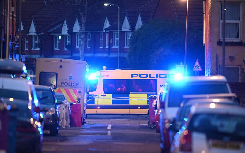 A police van at a cordon near a residential property in Liverpool during an incident in November. AFP