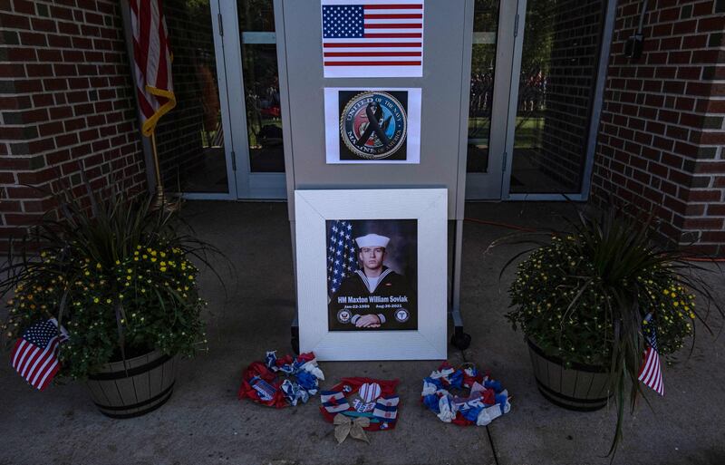 A memorial outside Edison Middle School. AFP