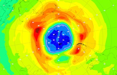 Space tourism could worsen the ozone hole over the South Pole, pictured here from space in September 2021. EPA