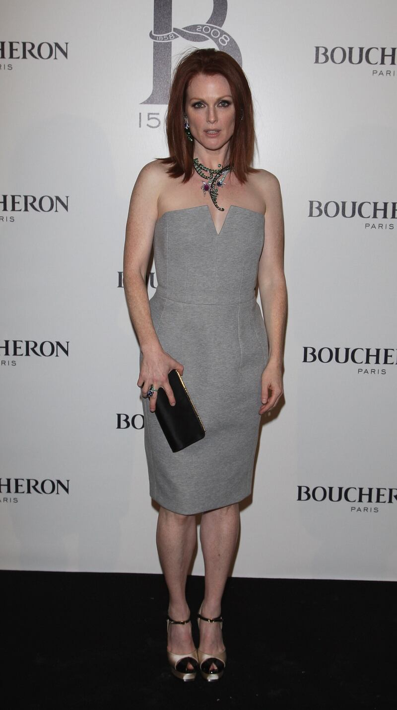 Julianne Moore, in Yves Saint Laurent, attends the 150th anniversary dinner for Boucheron on January 21, 2008 in Paris, France. Getty Images