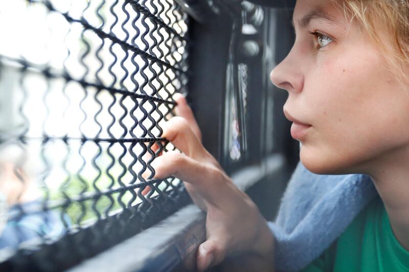 Anastasia Vashukevich, a Belarusian model and escort who caused a stir last year after she was arrested in Thailand and said she had evidence of Russian interference in the 2016 U.S. presidential election, is pictured at the immigration detention center before being deported in Bangkok, Thailand, January 17, 2019. REUTERS/Jorge Silva