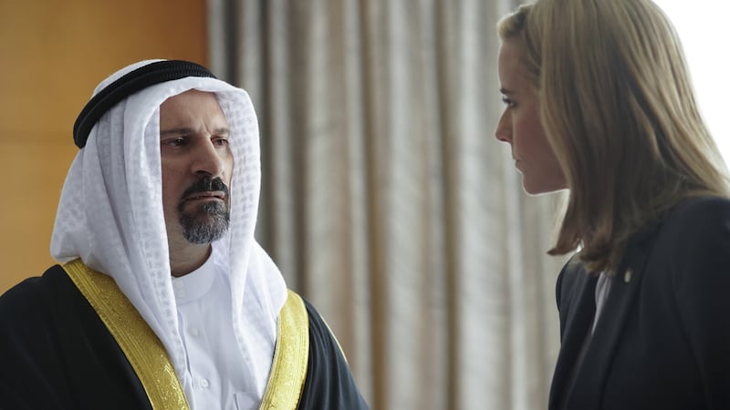 Laith Nakli as Foreign Minister Kasib Hajar alongside Téa Leoni as Elizabeth McCord in the CBS TV series 'Madam Secretary' – a political drama following the US secretary of state, played by Leoni. Getty Images