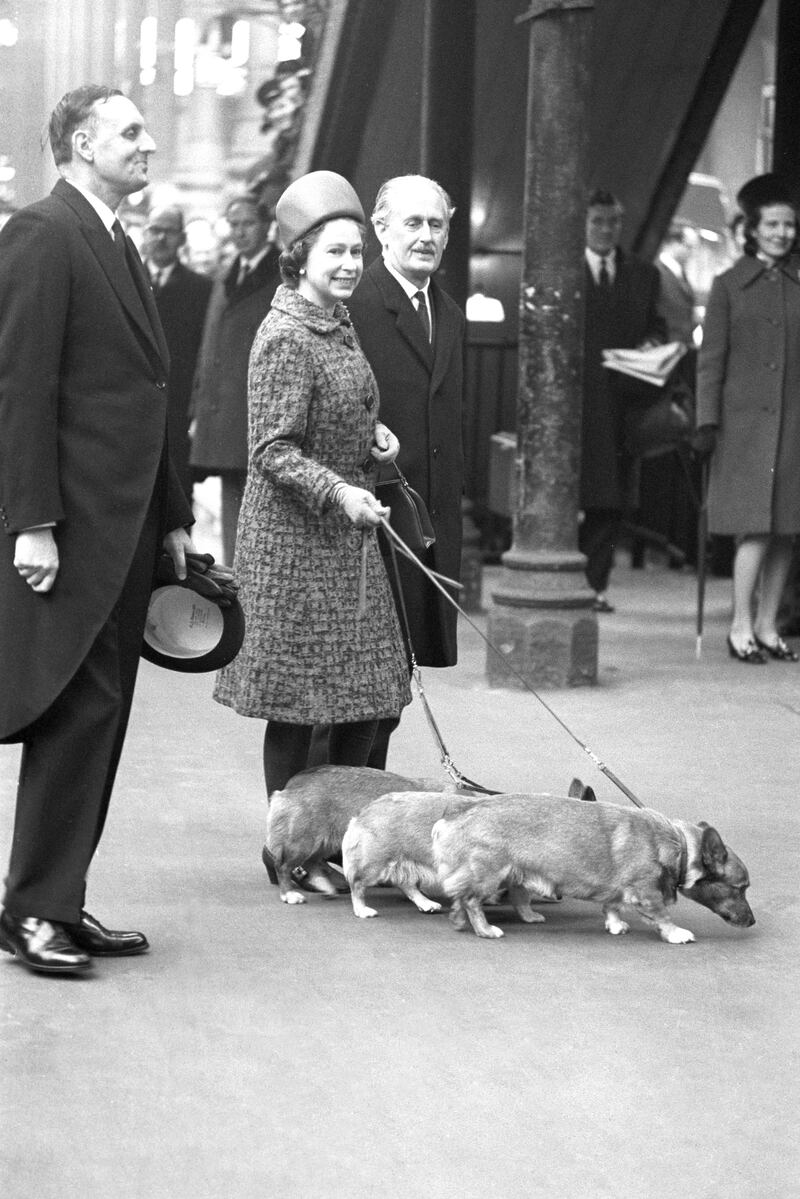 She took a trio of her dogs to Liverpool Street Station in 1971. AFP
