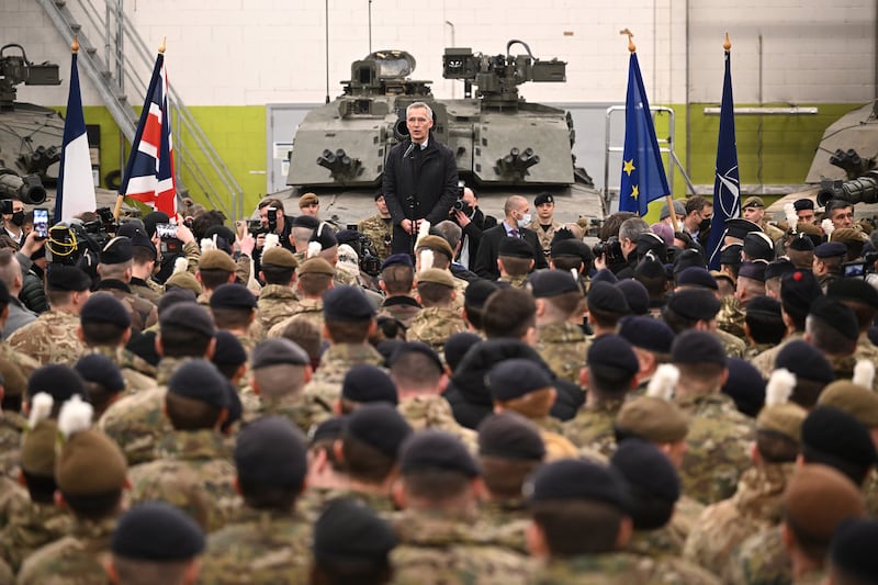 Secretary General of Nato Jens Stoltenberg meets troops at the Tapa Army Base in 2022 in Tallinn, Estonia