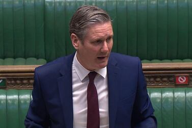 The Labour Party's new leader Keir Starmer speaks at Prime Minister's Questions. AP