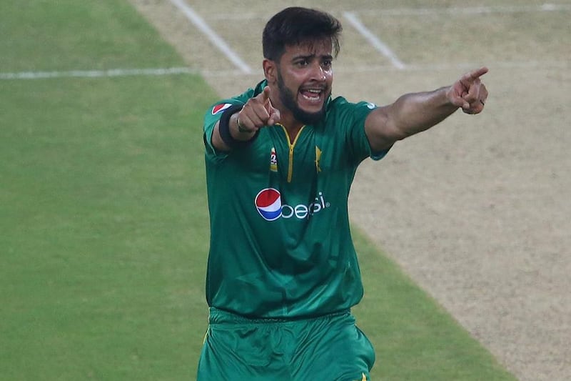 Pakistan bowler Imad Wasim celebrates a wicket against West Indies on Friday night in Dubai. Francois Nel / Getty Images / September 23, 2016