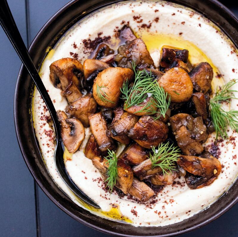 Mushroom hummus at The Hummus Club in Perth, Australia. 