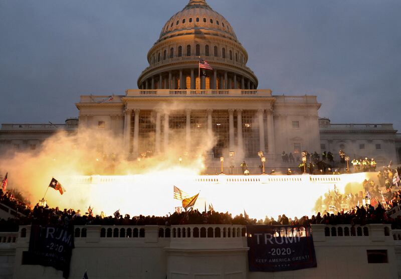 Supporters of US president Donald Trump riot in front of the Capitol building on January 6. Reuters
