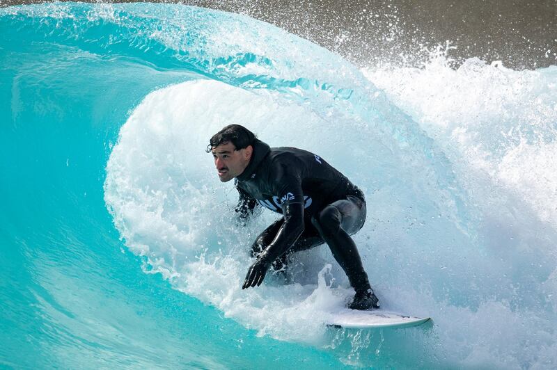 A surfer in the water at the Wave inland surfing centre in Bristol. Getty Images