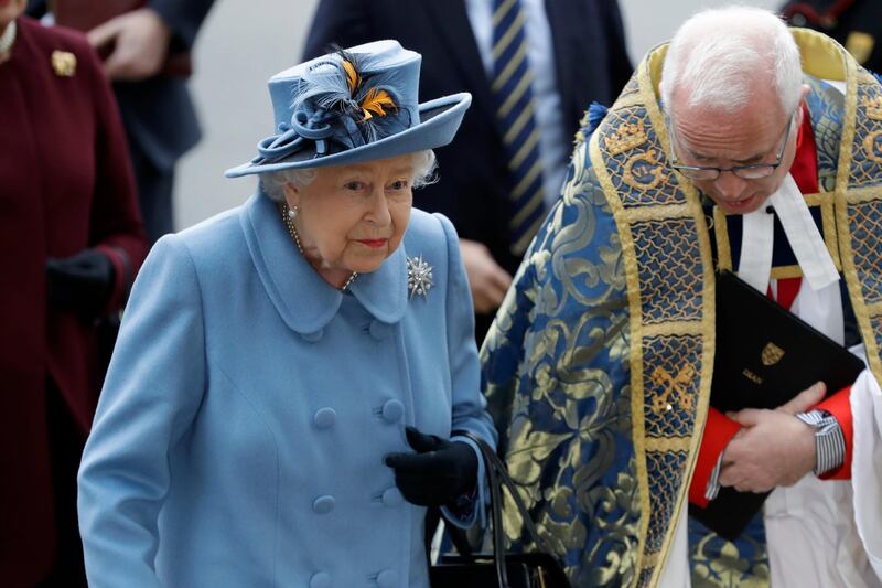 Britain's Queen Elizabeth II arrives at the service. AP