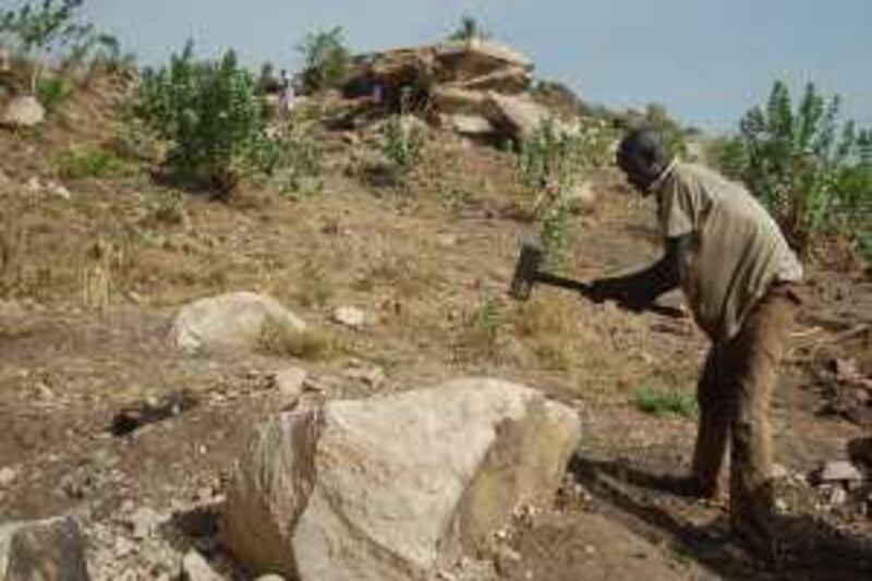 John Lokire breaks rocks at a quarry outside of Juba, Sudan. The quarry produces building material that is fuelling Juba’s boom. MATT BROWN/THE NATIONAL