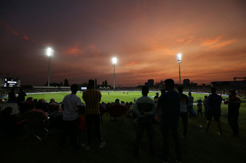 The sun sets  at the Bay Oval in Mount Maunganu. AFP