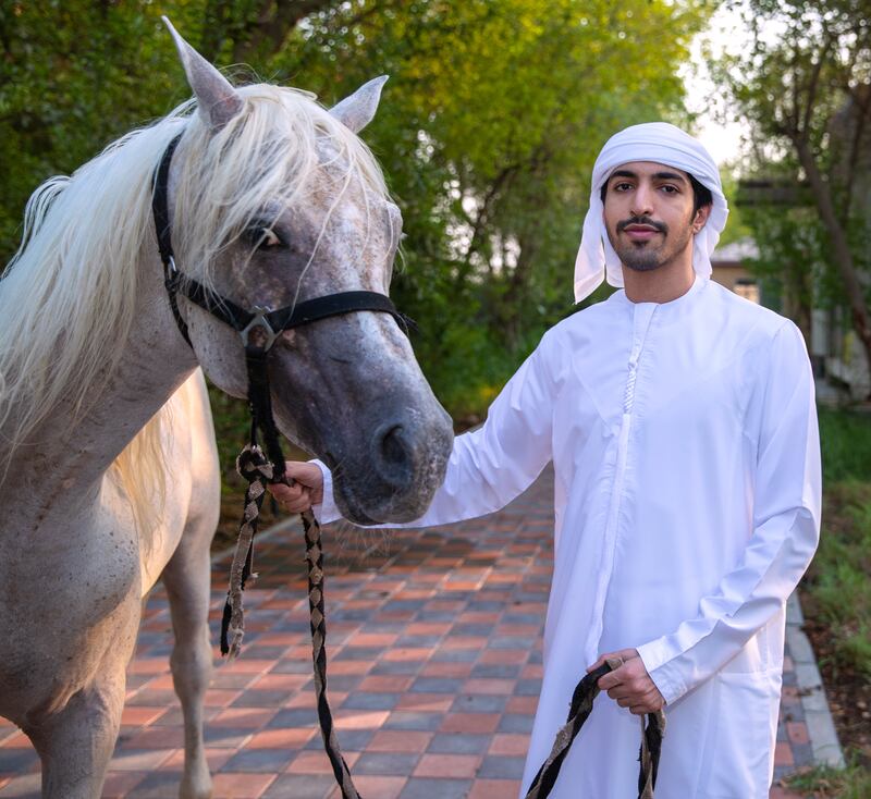 Helal Almheiri at his family's farm in Al Samha, Abu Dhabi. Victor Besa / The National.