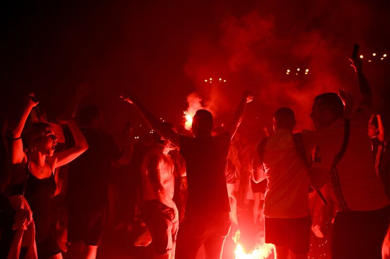 Real Madrid supporters celebrate in Cibeles Square. AFP