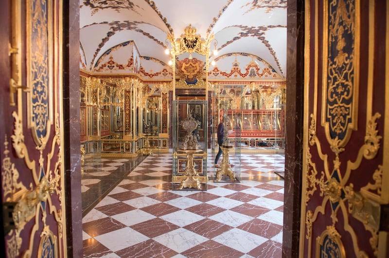 The Jewel Room inside the historic historic Green Vault, which is home to around 4,000 precious objects made of ivory, gold, silver and jewels. AFP