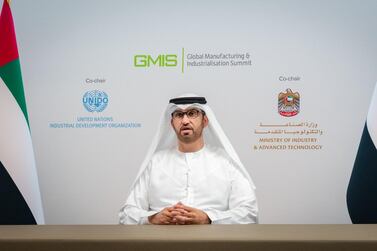 Dr Sultan Al Jaber said the UAE would tap 'breakthrough technology' to enhance industrial performance and enable better integration among sectors. Courtesy GMIS