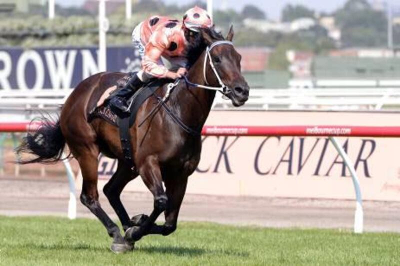 Jockey Luke Nolen drove Black Caviar to a dominating show at the Black Caviar Lightning Stakes as the mare ran the 1,000 metres in 55.02 seconds for her 23rd straight victory.