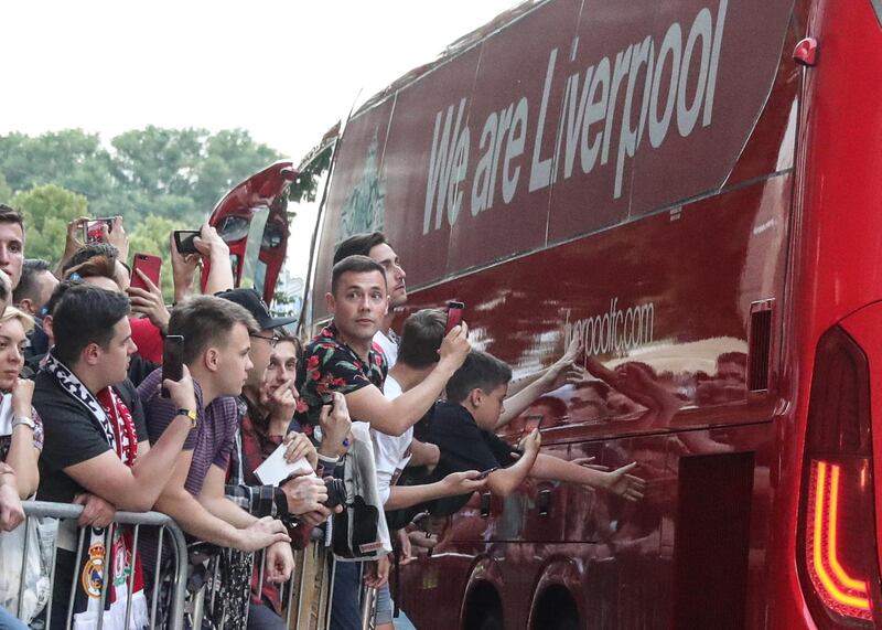 Liverpool FC team arrive in a hotel in Kiev, Ukraine.  EPA / ARMANDO BABANI