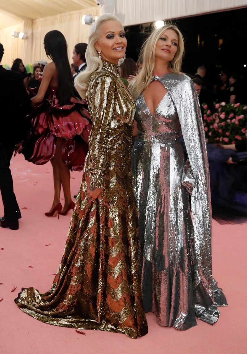 Singer Rita Ora and model Kate Moss arrive at the 2019 Met Gala in New York on May 6. Reuters