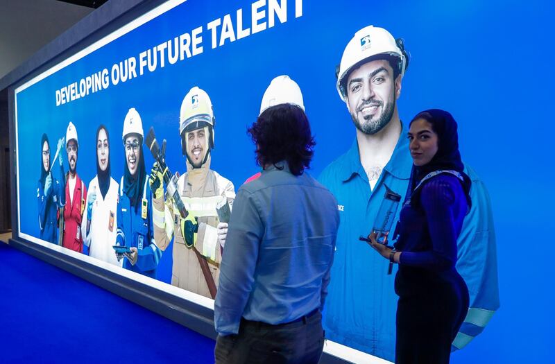 Abu Dhabi, United Arab Emirates, November 11, 2019.  
ADIPEC day 1 
Gallery images:
Visitors on the first day of ADIPEC.
Victor Besa / The National
Section:  NA
Reporter:  Jennifer Gnana