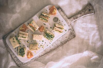Cucumber, smoked salmon and cream cheese mini club sandwiches. Courtesy Scott Price 